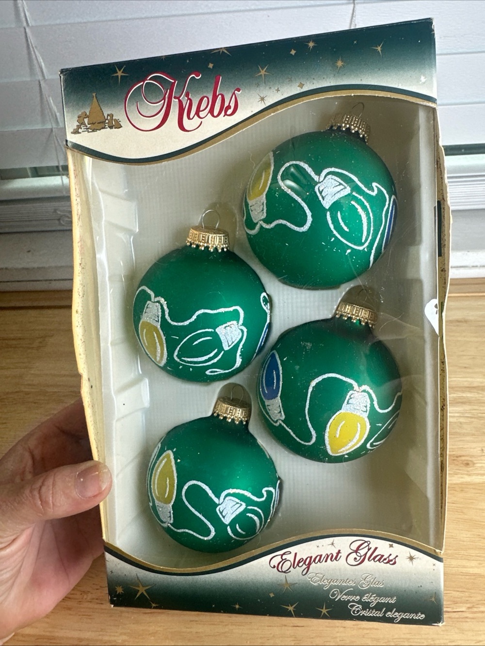 Krebs Green Glass Holiday Ball Ornaments - Set of 4